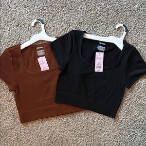 Wild Fable Black and Brown Crop Tops- Large